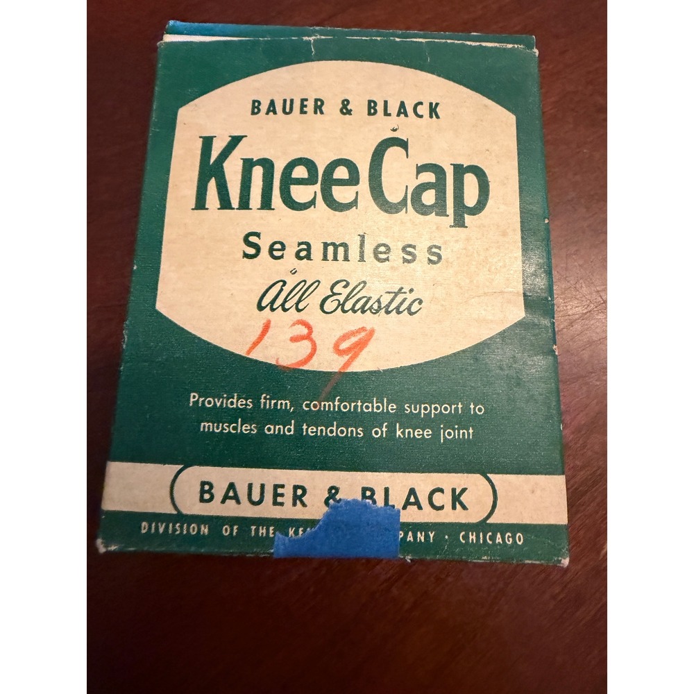 Vintage Bauer & Black Knee Cap All Elastic Seamless Support Original Box Chicago